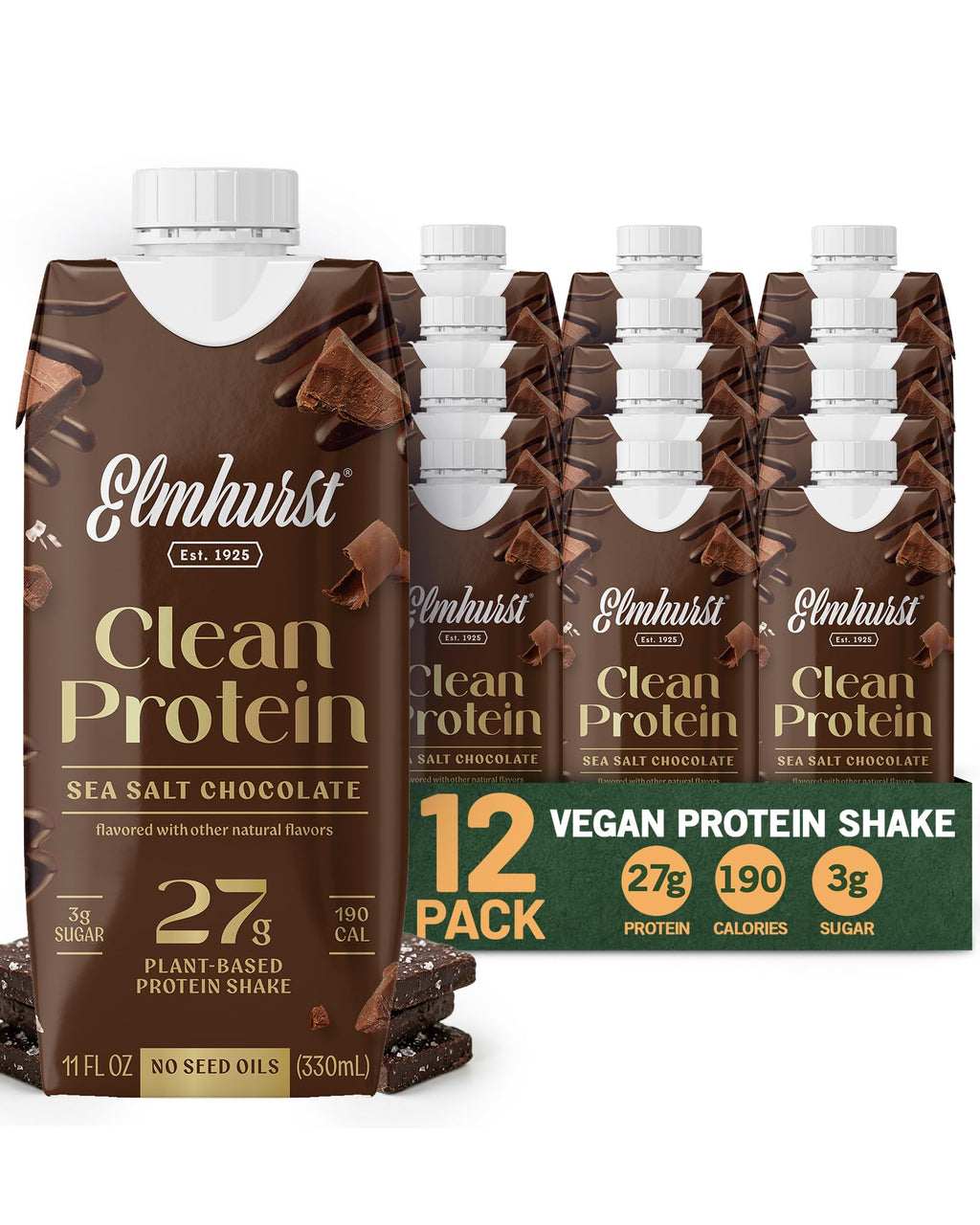 Sea Salt Chocolate Vegan Protein Shakes 11 Ounce 12-Pack F4434