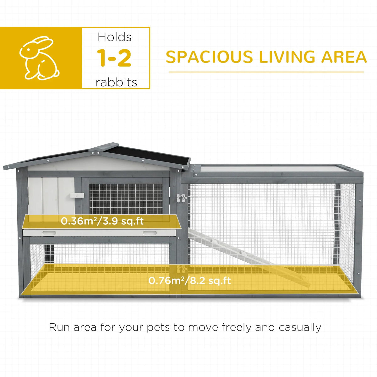 White 2-Tier Wooden Rabbit Hutch with Run Z65921