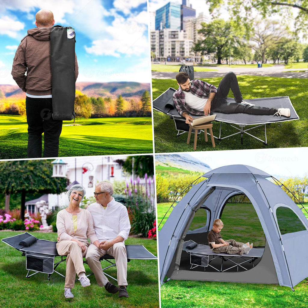 Folding Lightweight Portable Heavy Duty Travel Cot with Large Pocket L65657