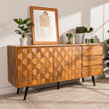 Teak Brown 2 Doors 3 Drawers Sideboard D9863