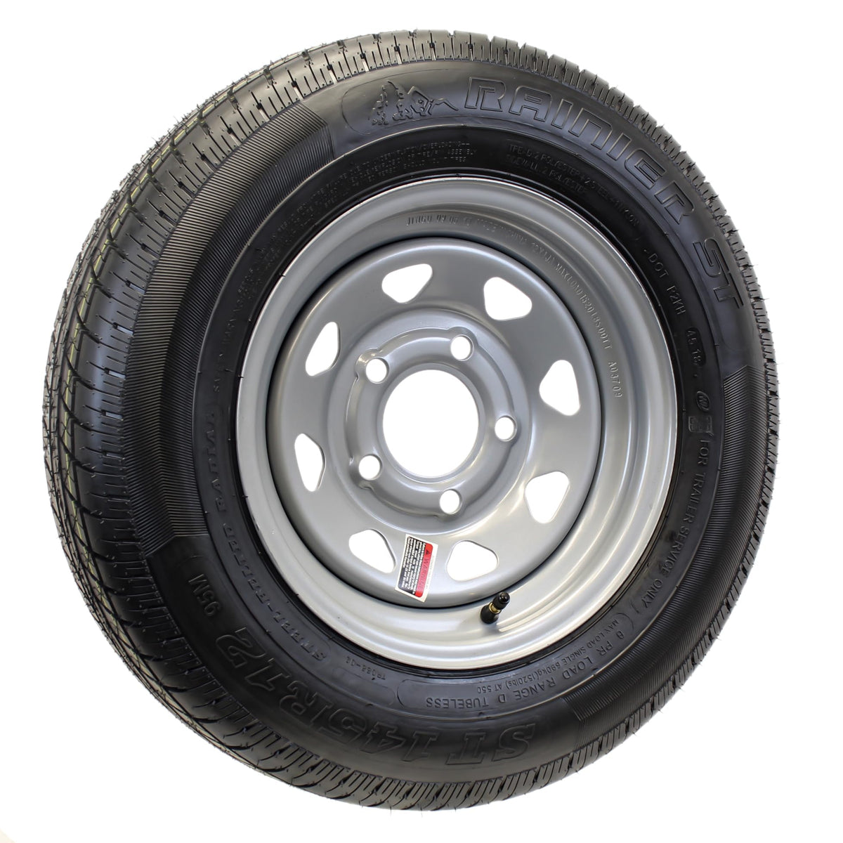 12 Inch Silver 5 Lug Trailer Tire Rim Assembly W389000