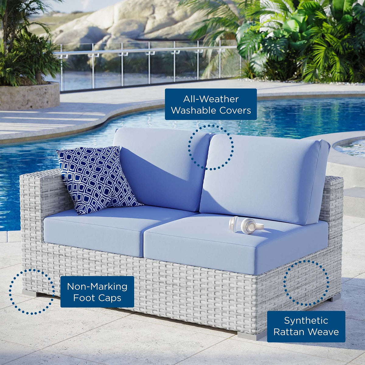 Rattan Wicker Loveseat Sofa N867