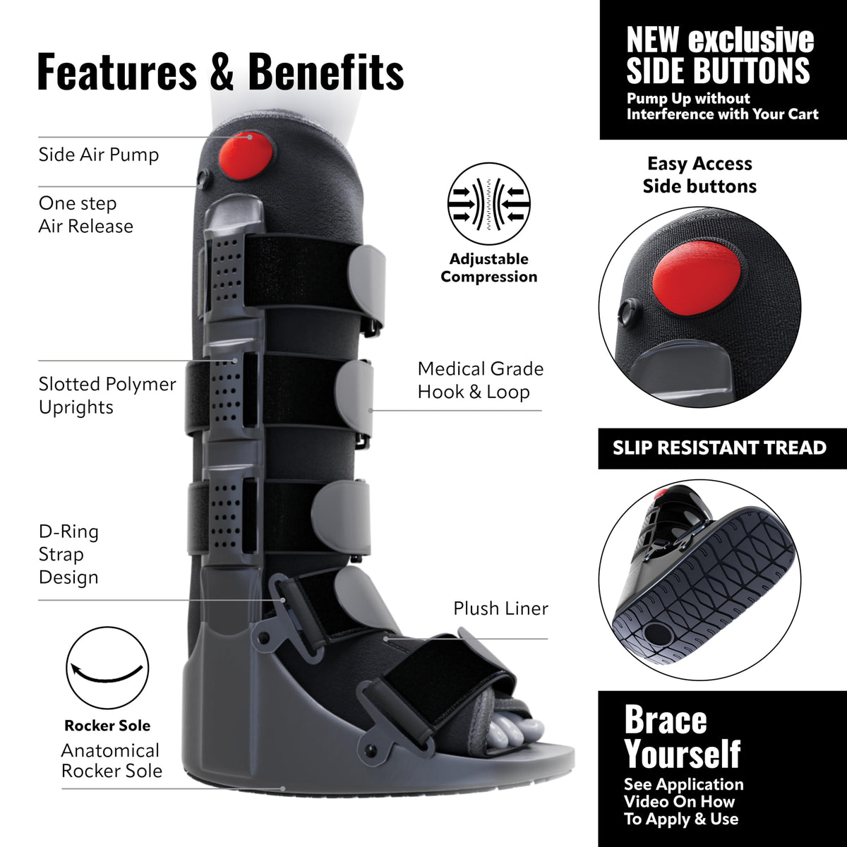Fracture Boot Ankle Brace Large F38147