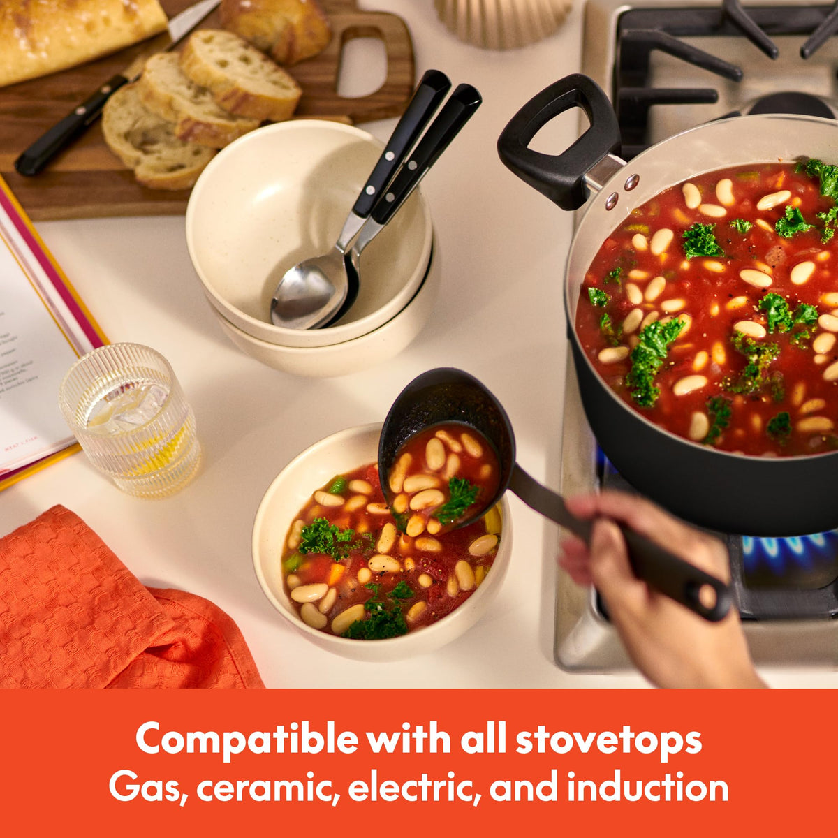 12 Piece Ceramic Nonstick Cookware Set Black F278842