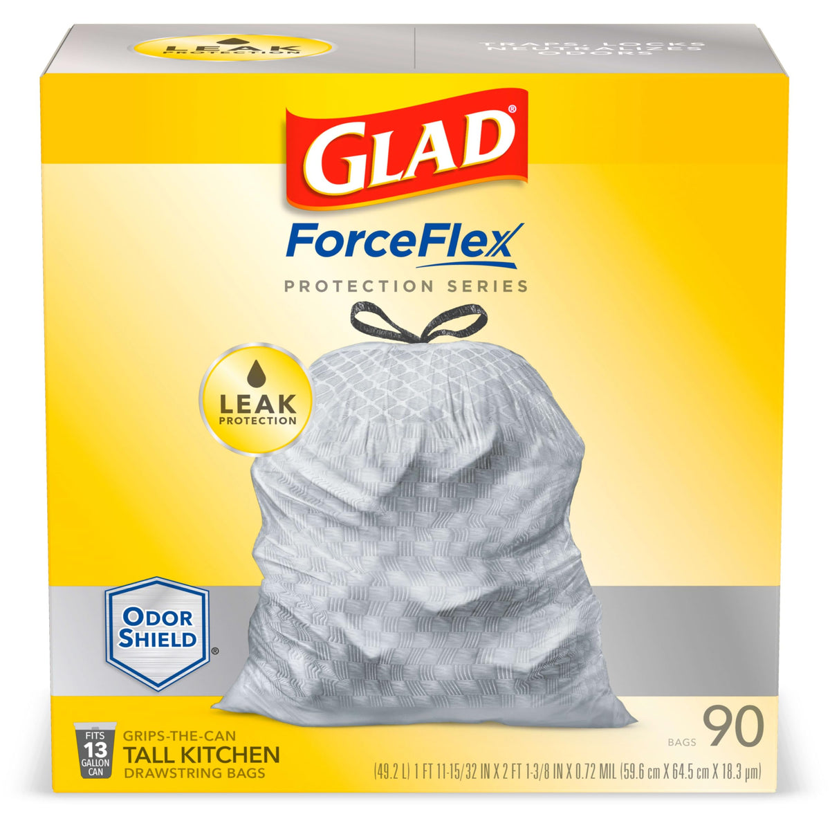 13 Gal Unscented Tall Kitchen Trash Bags 90 Ct O50293