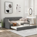 Gray Linen Upholstered Twin Daybed with Trundle Q688320