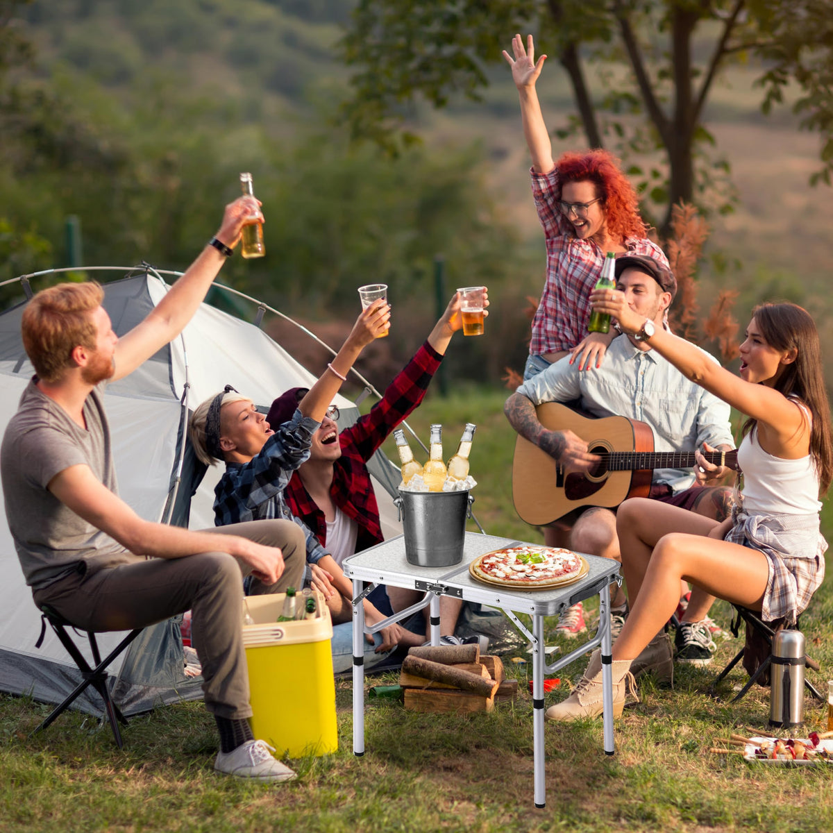 Adjustable Height Small Folding Camp Table K796