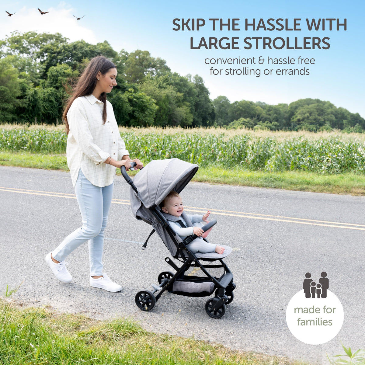 Lightweight Compact Travel Stroller with Canopy, Storage Basket & Recline X1717