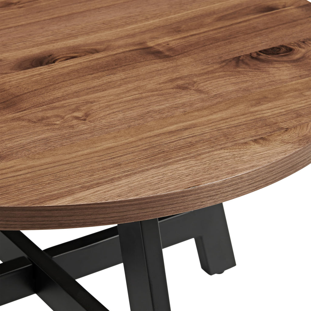 Round Wood Top Metal Base Coffee Table I883913